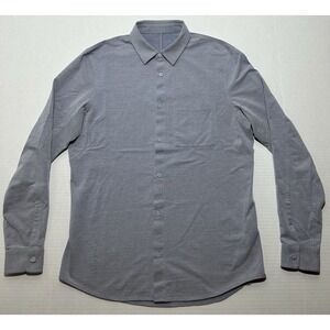 Lululemon Shirt Mens Medium Blue Commission Button Long Sleeve Performance EUC
